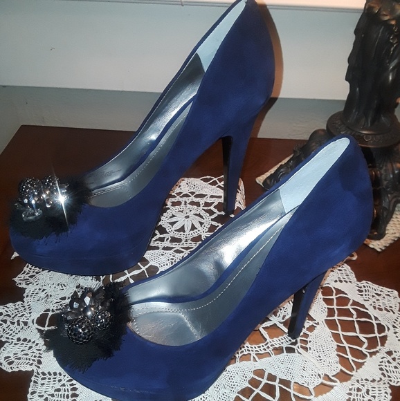 Blue Suede Pumps as 9m - Picture 2 of 8